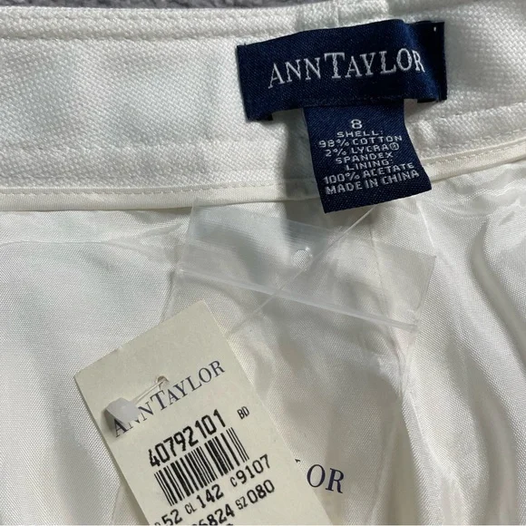 Ann Taylor Gramercy Fit Pants Women’s Size 8 Ivory Straight Cotton Stretch New - Picture 5 of 13